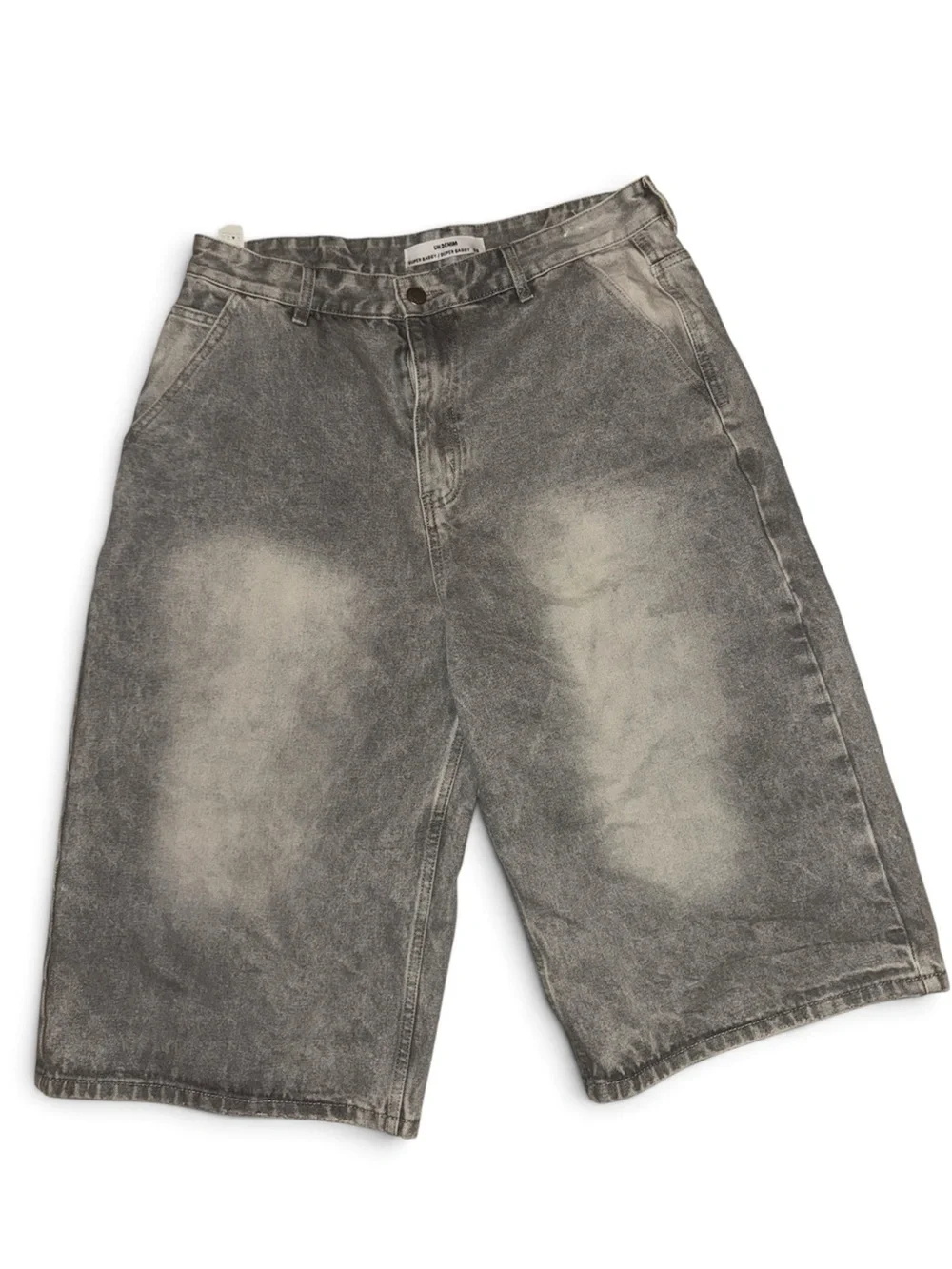 UH Denim Super Baggy Jorts Acid Wash Gray Size 36 Y2K Streetwear